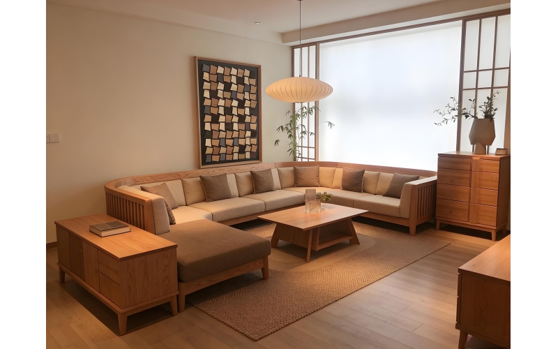 水曲柳实木客厅系列：造一方自然禅意的居家天地