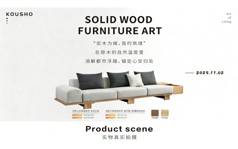 水曲柳实木布艺组合沙发